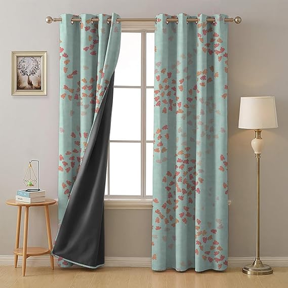 BHS interio Premium Customized Printed Blackout Curtain with Lining for Doors & Windows, Blue