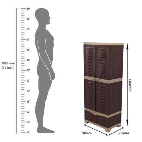 Supreme Fusion 02 BDR 1 Plastic Storage Cabinet ( Brown And Cream )