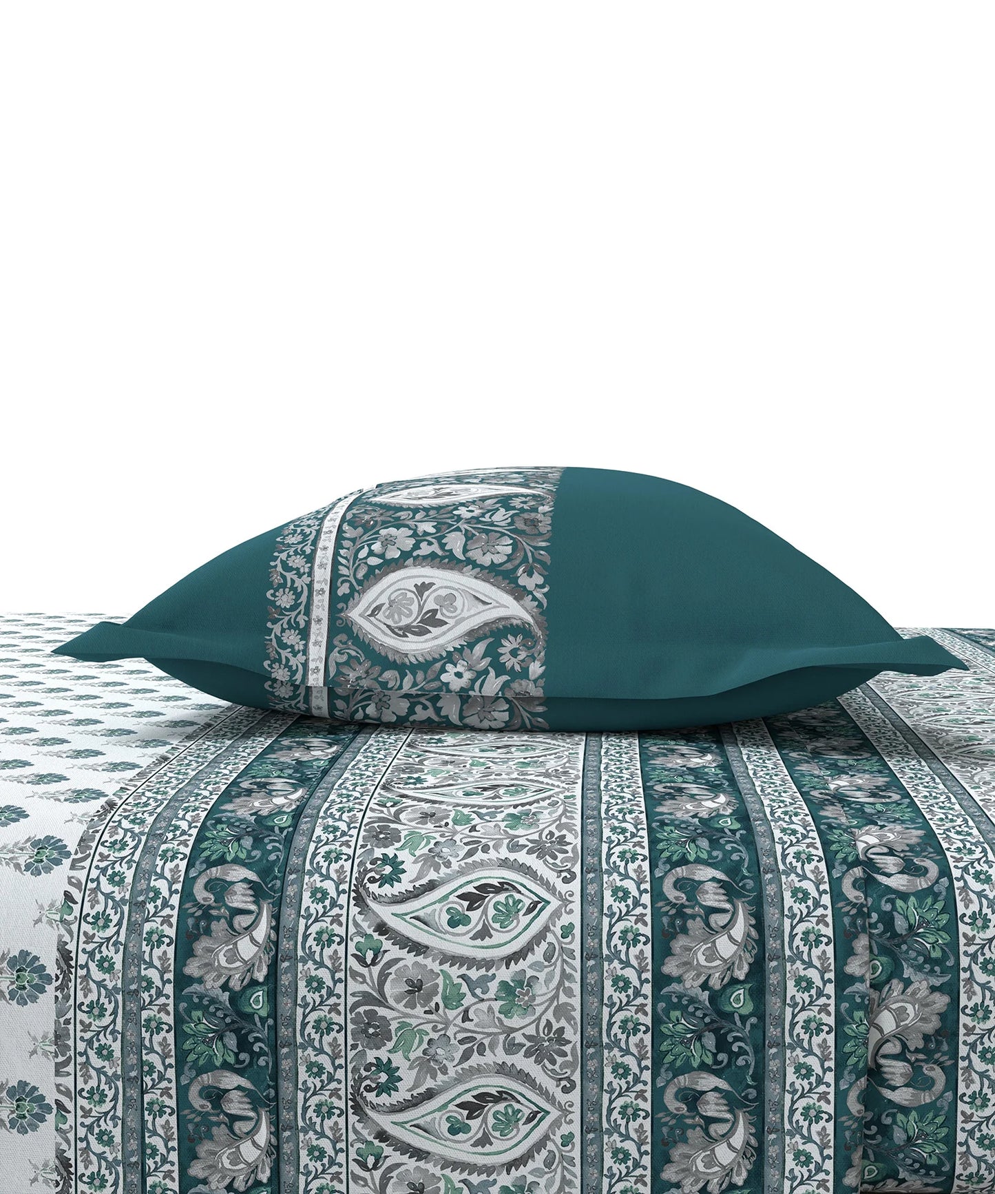 Carnival Bagh Ice Green King Bedsheet With 2 Pillow Cover Gift Set, 144Tc, 100% Cotton, Abstract, Green