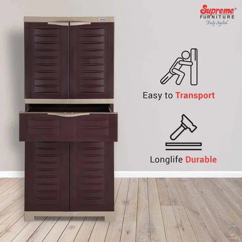 Supreme Fusion 02 MDR 01 Plastic Storage Cabinet ( Brown And Cream )