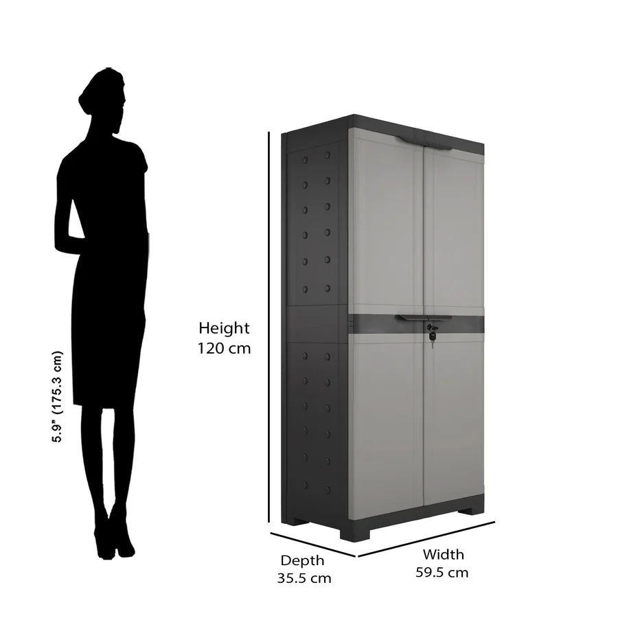 Nilkamal Freedom Large 18 (FMSC18) Shoe Rack Plastic Cabinet (Grey/Charcoal Grey)