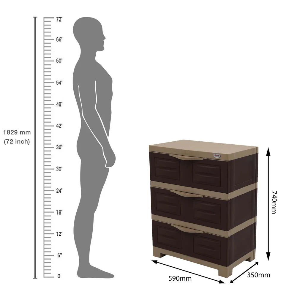 Supreme Fusion DR 03 Plastic Storage Cabinet ( Brown And Cream )