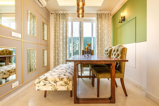 BHS Interio Contemporary Dining Room Wall Paneling with Wall Trims & Mosaic Mirror