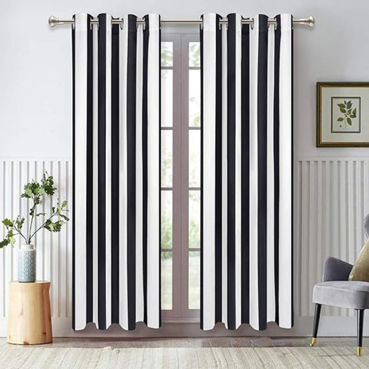 BHS interio Premium Customized Printed Blackout Curtain with Lining for Doors & Windows, Black & White