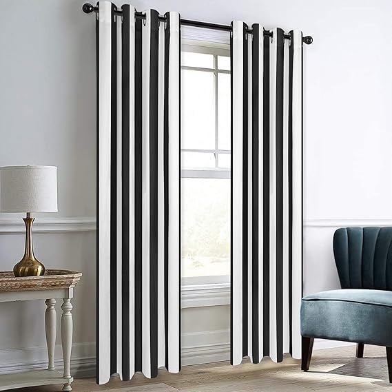 BHS interio Premium Customized Printed Blackout Curtain with Lining for Doors & Windows, Black & White