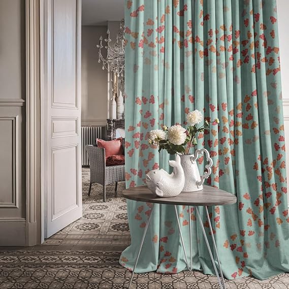 BHS interio Premium Customized Printed Blackout Curtain with Lining for Doors & Windows, Blue