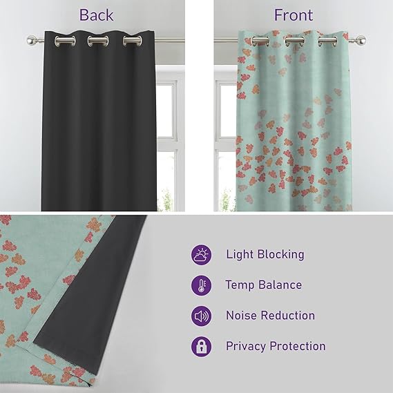 BHS interio Premium Customized Printed Blackout Curtain with Lining for Doors & Windows, Blue