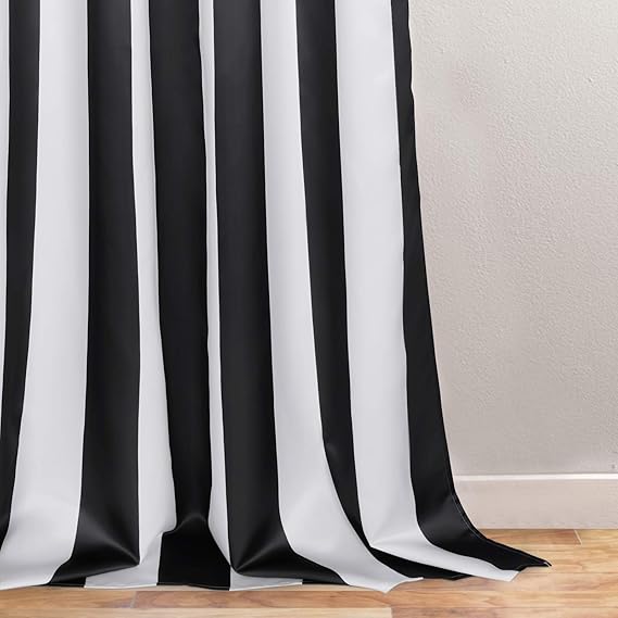 BHS interio Premium Customized Printed Blackout Curtain with Lining for Doors & Windows, Black & White