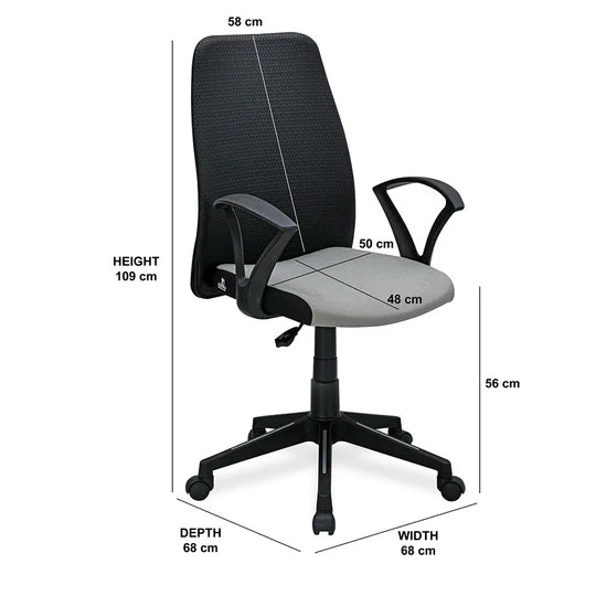 Nilkamal Solitaire Mid Back Chair (Grey And Black)