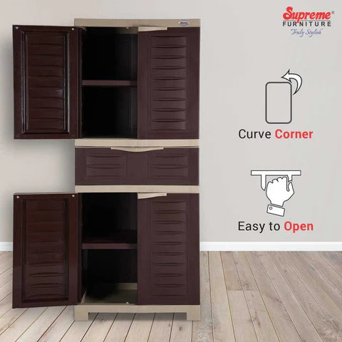 Supreme Fusion 02 MDR 01 Plastic Storage Cabinet ( Brown And Cream )