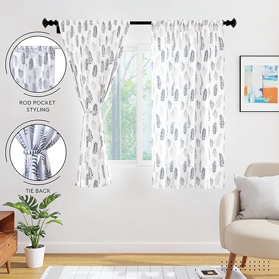 BHS interio Premium Customized Printed Blackout Curtain with Lining for Doors & Windows, White & Black