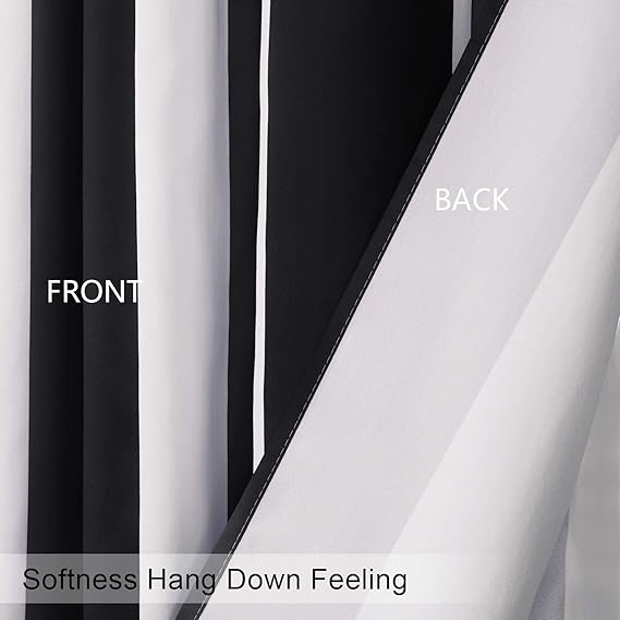 BHS interio Premium Customized Printed Blackout Curtain with Lining for Doors & Windows, Black & White