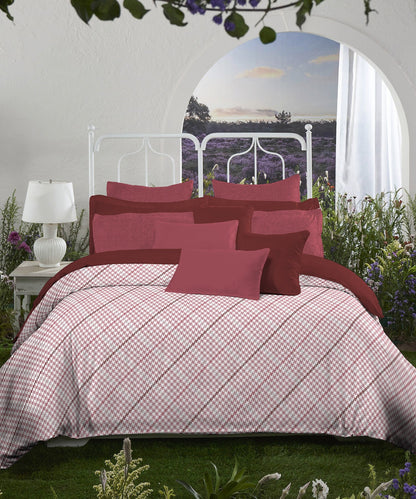 Aroma Strawberry King Bedsheet With 2 Pillow Cover Gift Set, 144Tc, 100% Cotton, Geometric, Maroon