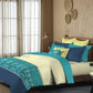Sanskriti Paithani Teal King Bedsheet With 2 Pillow Cover, 144Tc, 100% Cotton, Floral, Green