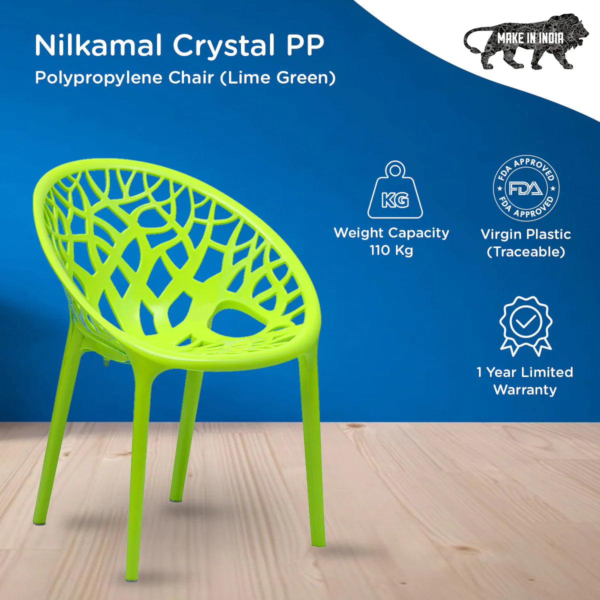 Nilkamal Crystal Polypropylene Armless Chair