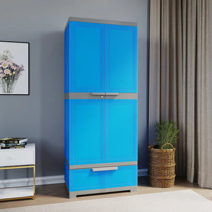 Nilkamal Freedom FMDR 1C Plastic Storage Cabinet with 1 Drawer (Blue and grey)