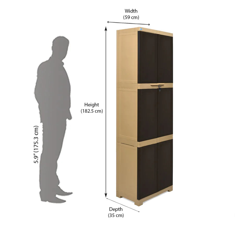 Nilkamal Freedom Mini Large (FML) Plastic Storage Cabinet (Brown and Cream)