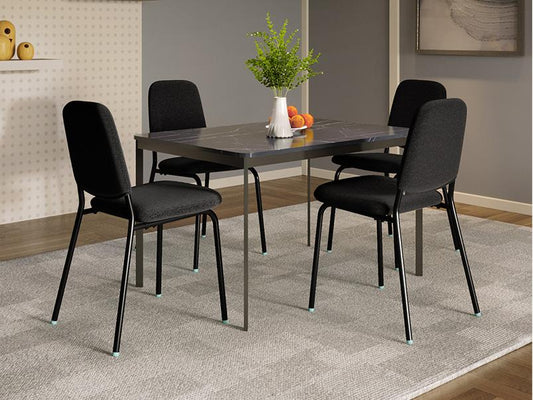 Franky And Kalyx 4 Seater Wooden Square Dining Set (Black)