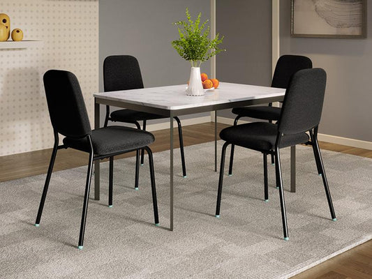Franky And Kalyx 4 Seater Wooden Square Dining Set (White)