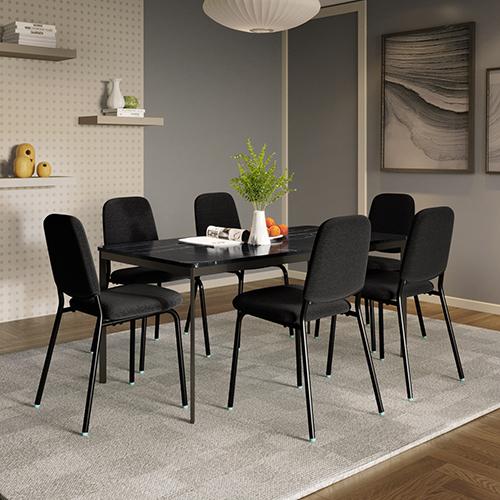 Franky and Kalyx 6 Seater Wooden Square Dining Set (Black)