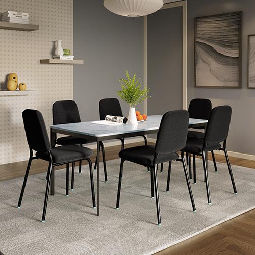 Franky and Kalyx 6 Seater Wooden Square Dining Set (White)