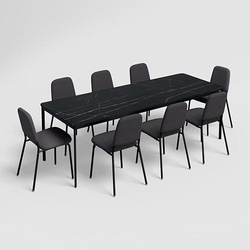 Franky and Kalyx 8 Seater Wooden Square Dining Set (Black)