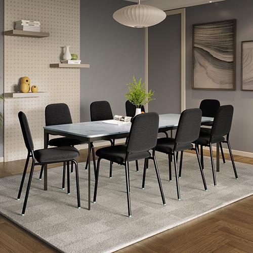 Franky and Kalyx 8 Seater Wooden Square Dining Set (White)