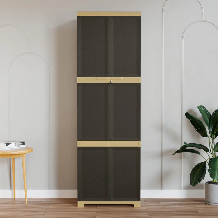 Nilkamal Freedom Mini Large (FML) Plastic Storage Cabinet (Brown and Cream)