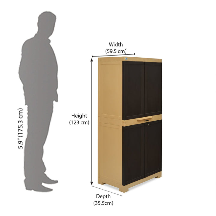 Nilkamal Freedom Mini Medium (FMM) Plastic Storage Cabinet ( Brown / Cream )