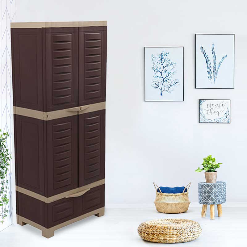 Supreme Fusion 02 BDR 1 Plastic Storage Cabinet ( Brown And Cream )