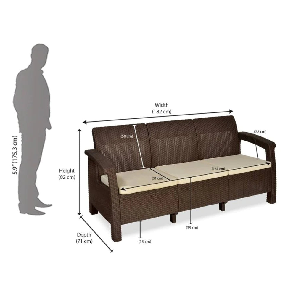 Nilkamal Goa Plastic 3 + 1 + 1 Seater Sofa with Cushion