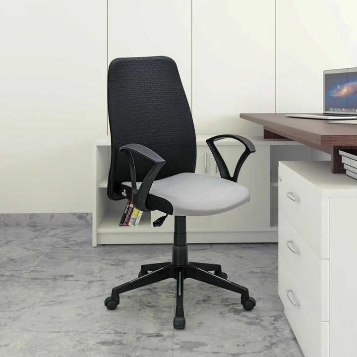 Nilkamal Solitaire Mid Back Chair (Grey And Black)