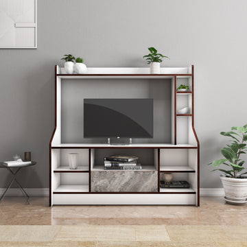 Nilkamal Petra TV Unit (White & Walnut)