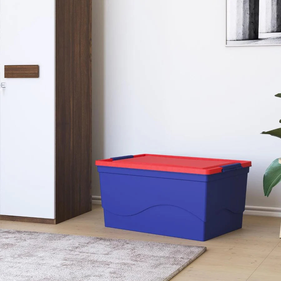 Nilkamal 50 Litre Multipurpose Storage Box with Lid (Blue and Red)