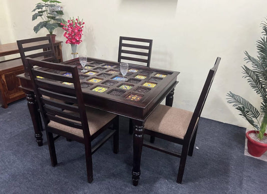 Sheesham Wood Dining Table -Tile Design