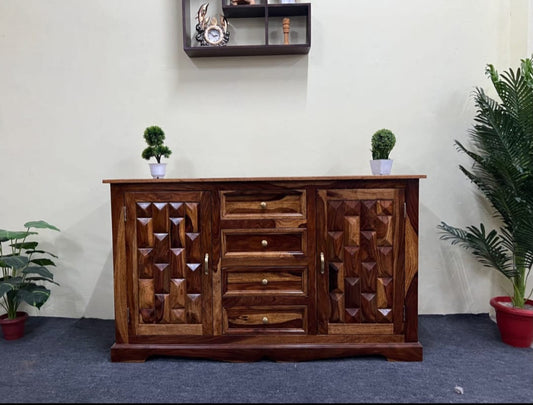 Sheesham Wood Side-Board/ Wall Cabinet Daimond Designed Doors