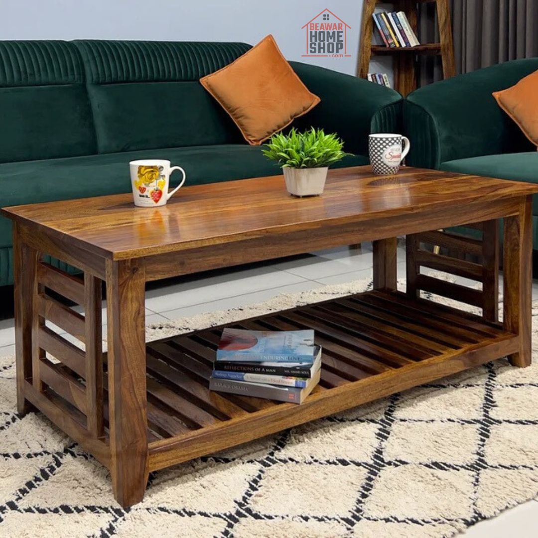 Sheesham Wood Coffee Table/ Centre Table - Plane Top - Natural Finish