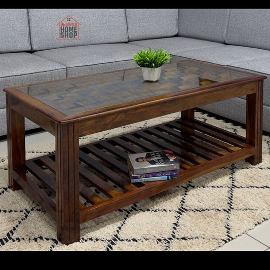 Sheesham Wood Coffee Table/ Centre Table - Wooden Niwar Designs - Natural Finish