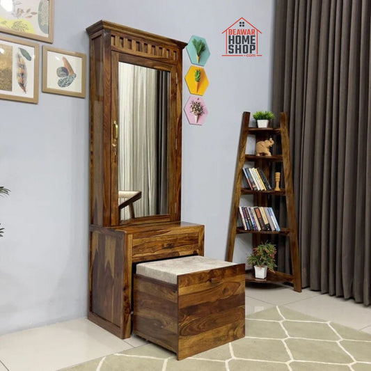 Sheesham Wood Dressing Table with Stool | Wooden Dressing Table for Bedroom