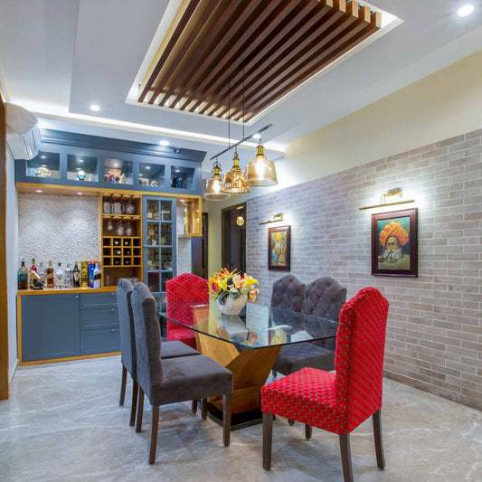 BHS interio Contemporary Dining Room Wall Paneling with Wall Arts & Wallpaper