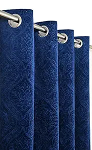 BHS interio Premium Customized Printed Blackout Curtain with Lining for Doors & Windows, Dark Blue