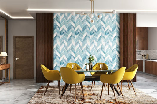 BHS Interio Contemporary Dining Room Wall Paneling with Louvers & Wallpaper