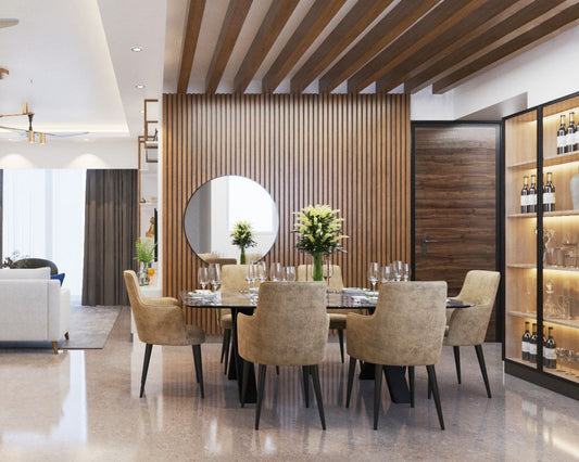 BHS Interio Contemporary Dining Room Wall Paneling with Louvers