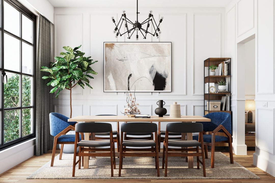BHS Interio Modern Dining Room Wall Paneling with Wall Trims & Wall Arts