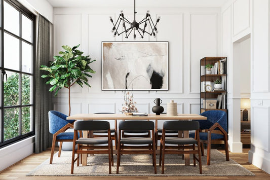 BHS Interio Modern Dining Room Wall Paneling with Wall Trims & Wall Arts