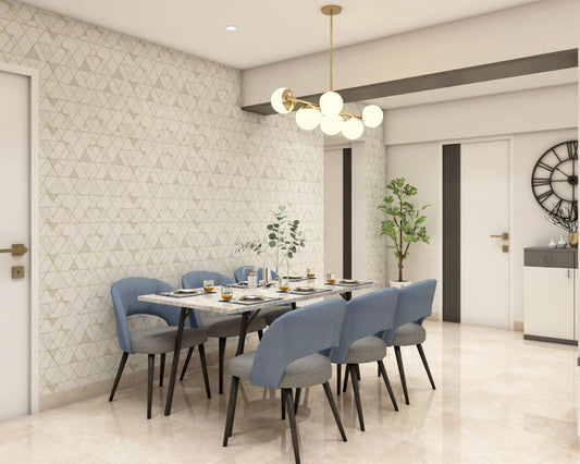 BHS Interio Contemporary Dining Room Wall Paneling with Wallpaper