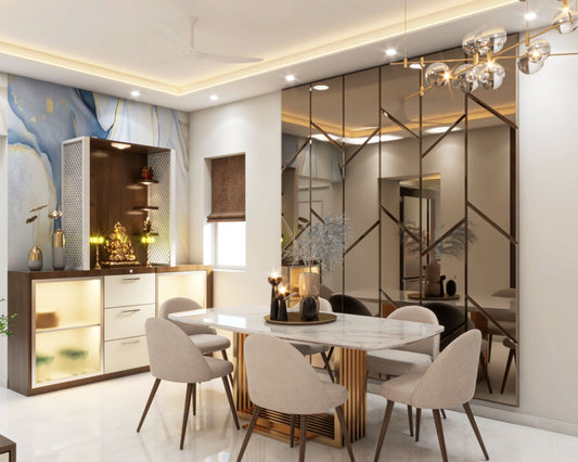 BHS Interio Contemporary Dining Room Wall Paneling with Mosaic Mirror