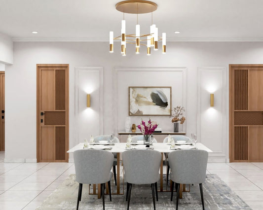 BHS Interio Contemporary Dining Room Wall Paneling with Wall Trims & Wall Arts