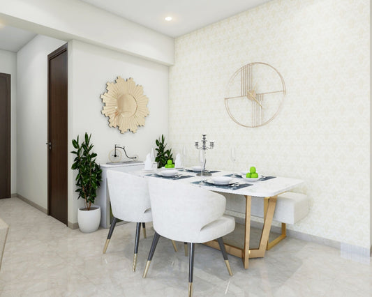 BHS Interio Contemporary Dining Room Wall Paneling with Wallpaper
