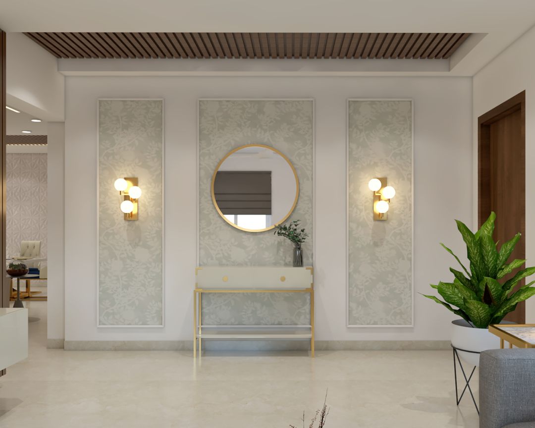 BHS Interio Classic Foyer Wall Paneling With Wallpaper & Wall Trims